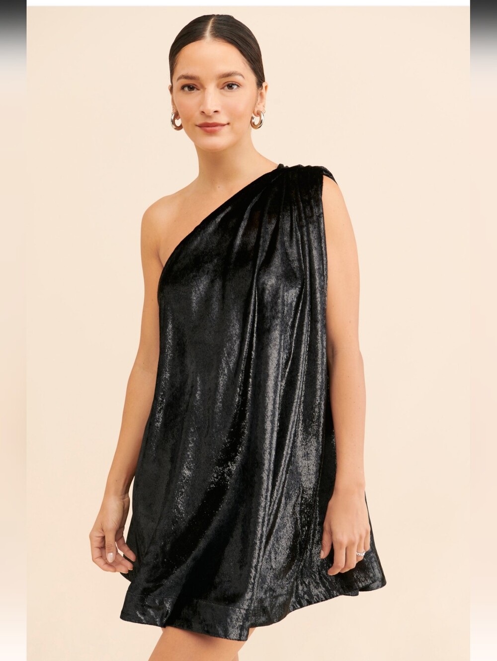 Let Me Be One-Shoulder Lurex Velvet Dress GORGEOUS!